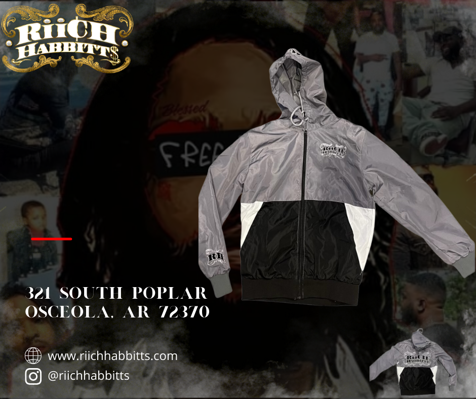 Simple Fly Windbreaker Jacket (Gray-Black-White)