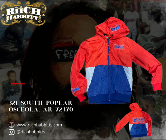 Simple Fly Windbreaker Jacket (Red-Navy-Baby Blue)