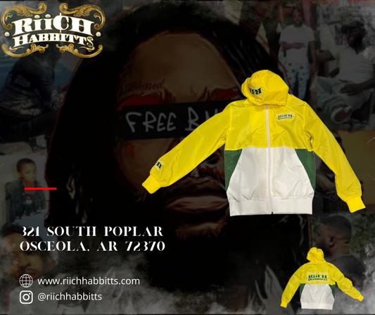 Simple Fly Windbreaker Jacket (Yellow-Green-White)