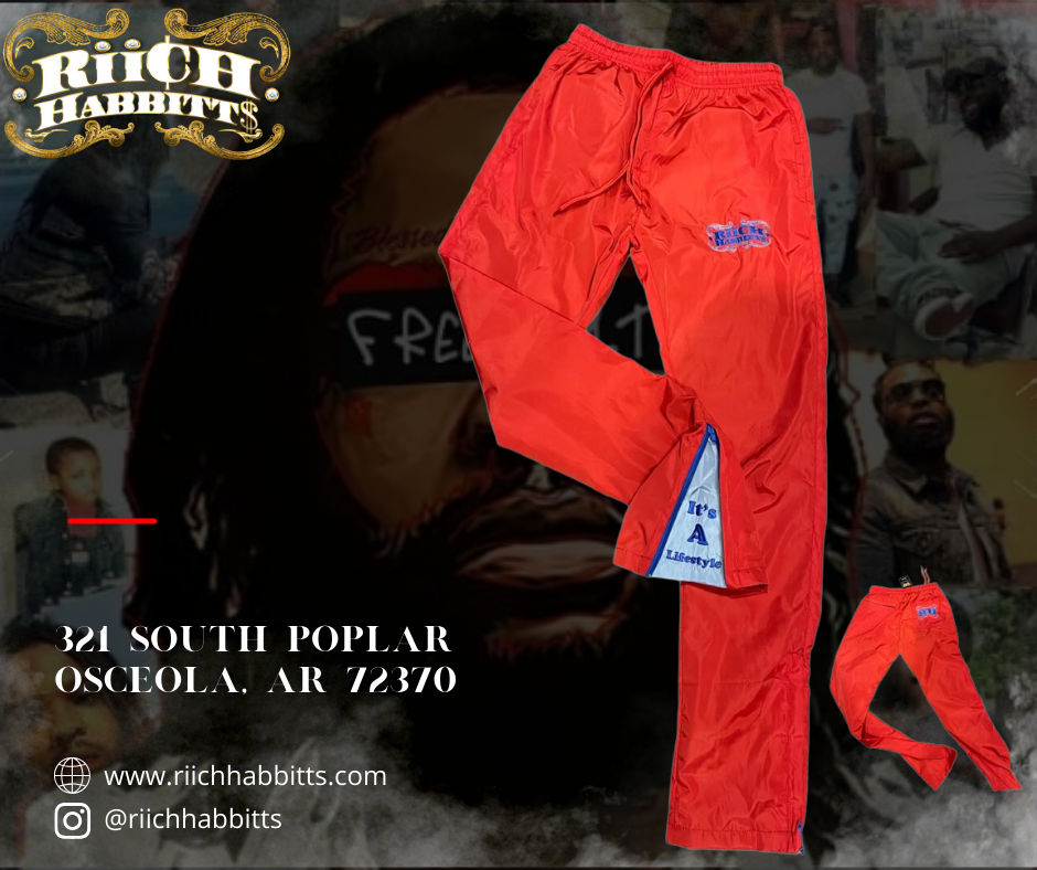 Simple Fly Windbreaker Pants (Red-Navy-Baby Blue)